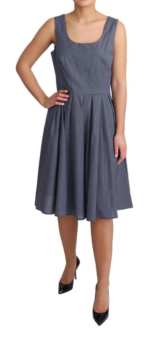 Dolce & Gabbana Women's Blue Polka Cotton A-Line Stretch Dress - Image 2