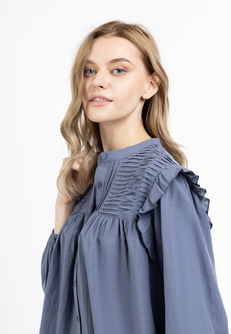 Dreimaster Langarmbluse Damen Grau-Blau - Image 5