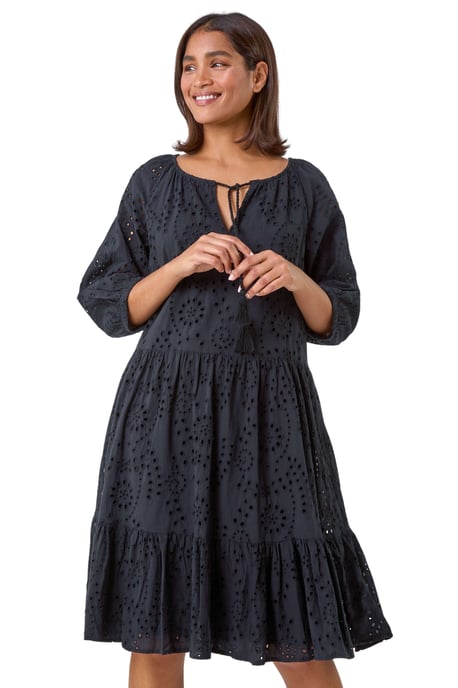 Cotton Broderie Tiered Smock Dress