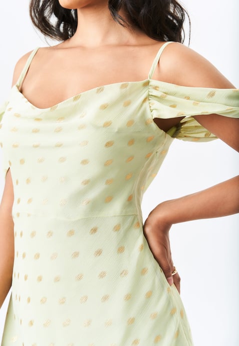 Rollkragen Maxikleid mit fallenden Ärmeln und Folie - Image 3