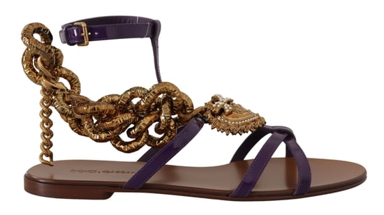 Dolce & Gabbana Damen Lila Leder Devotion Sandalen - Image 1