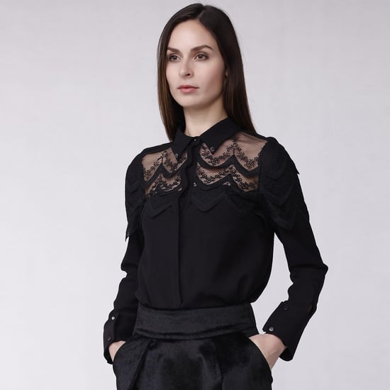 Shirt aus Spitze mit Wellenschliff - Image 1
