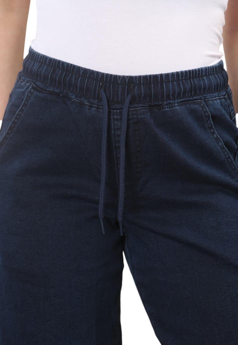 MYT Womens Elasticated High Waist Wide Leg Jeans in Dunkelblau - Image 4