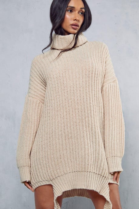 Rib Knit Oversized Jumper Dress