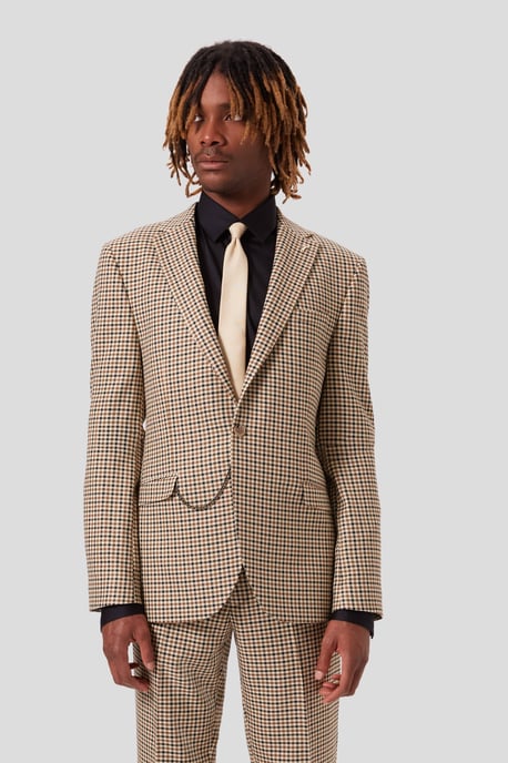 Blythe Slim Fit Beige Check Jacket