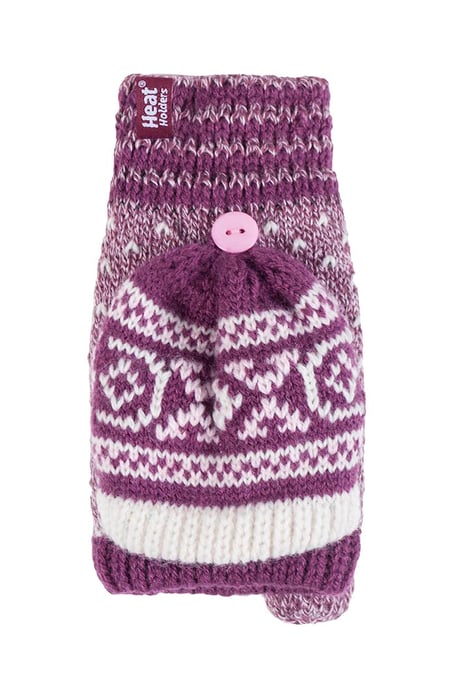 Ladies Warm Fairisle Patterned Thermal Fingerless Converter Handschuhe - Image 1