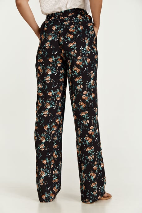 Schwarze geblümte Hose mit weitem Bein - Image 4