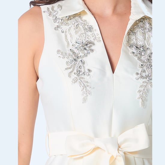 Fit-and-Flare-Cocktailkleid aus Taft mit Perlenbesatz - Image 4