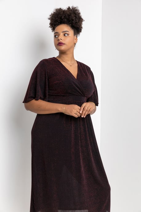 Curve Shimmer Wrap Midi Dress