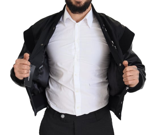 Dolce & Gabbana Schwarze Nylon Kristallknöpfe Herrenjacke - Image 4