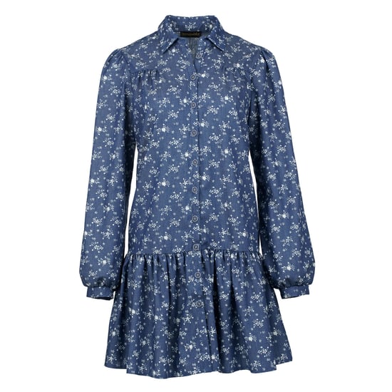 Indigoblaues geblümtes Kleid mit Knöpfen - Image 2