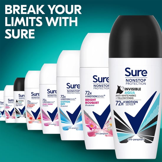 Sure Women Motion Sense AP Deodorant Rollon 72H Nonstop, Invisible Aqua, 50ml, 3 Pack