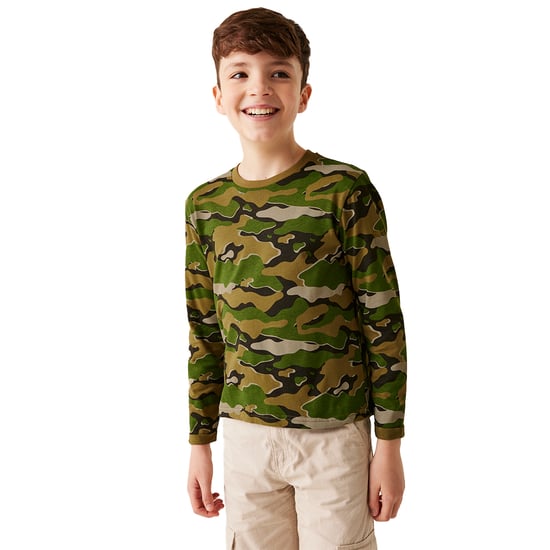 Regatta Childrens/Kids Wenbie III Camo Long-Sleeved T-Shirt (Nephrite Green)