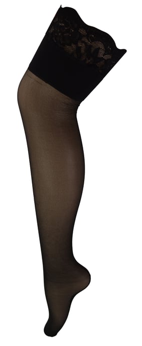 Durchsichtige Nahtstrumpfhose für Frauen | Sock Snob | Glänzend | Rückennaht | Hoch tailliert - Schwarz / Schwarz - Image 1