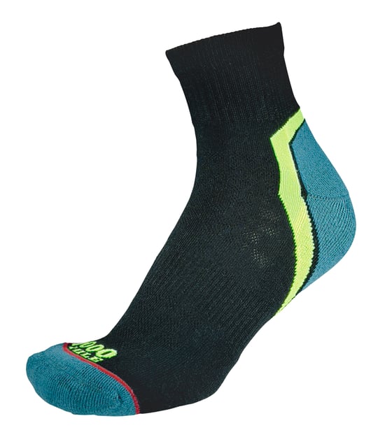 1000 Mile - Herren Aktive Viertel Repreve Gepolsterte Socken mit Flachnaht - Schwarz / Türkis - Image 1