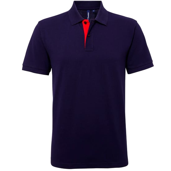 Asquith & Fox Herren Classic Fit Kontrast-Poloshirt (Navy/ Rot) - Image 1