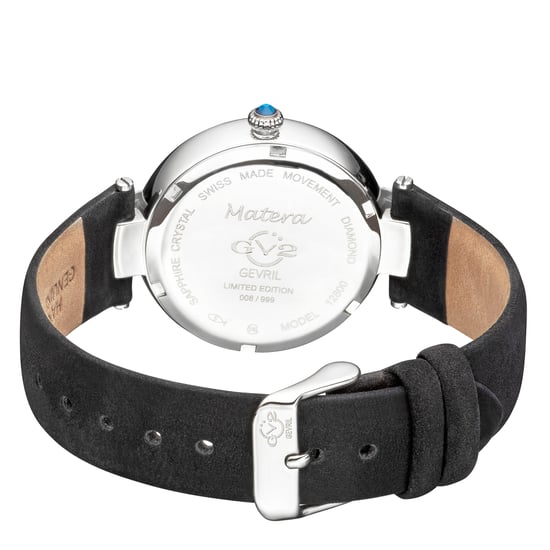 GV2 Matera Womens Schweizer Quarz schwarz Perlmutt Zifferblatt schwarz Wildleder Armband Diamant Uhr - Image 2