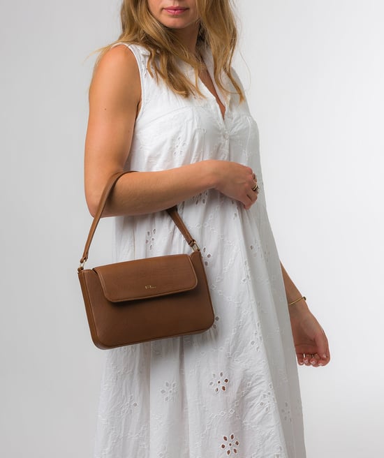 Olivia' Chestnut Nappa Leather Evening Bag