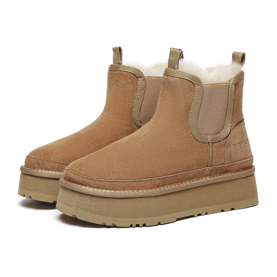 EVER AU Damen Leder Plateau Kurzstiefel Chelsea - Shoveler - Image 4