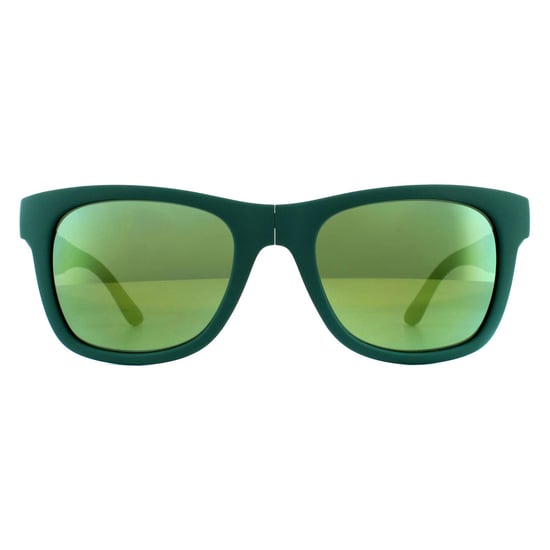 Lacoste Rechteckige Unisex Faltbare Mattschwarze Grüne Sonnenbrille - Image 1