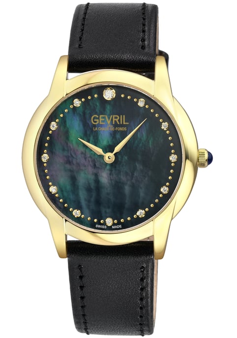 Gevril Airolo Swiss Diamond 13027 Leder Schweizer Quarzuhr - Image 1