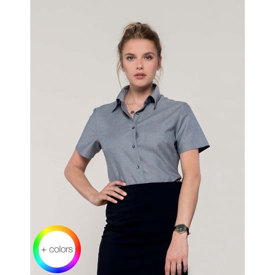 Russell Collection Damen/Damen Kurzarm-Oxfordhemd (Silbergrau) - Image 2