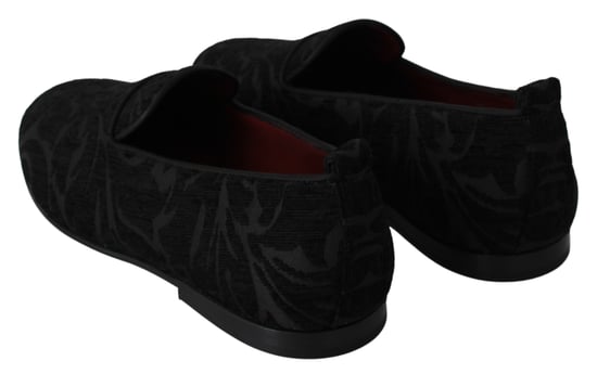 Dolce & Gabbana Schwarze Jacquard Ballerinas Hausschuhe Loafers Schuhe - Image 4