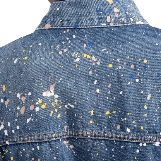 Off-White Paint Splatter Skate Fit Blue Denim Jacket
