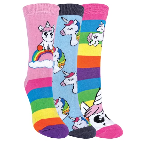 Damen gestreifte Regenbogen Einhorn Socken | 3 Paare | Socken Snob - Image 1