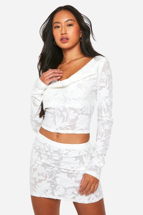 Burnout Floral Mini Skirt