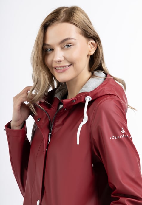 Dreimaster Regenjacke Damen Dunkelrot - Image 3