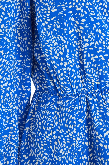 Blue Smudge Animal Print Peplum Top