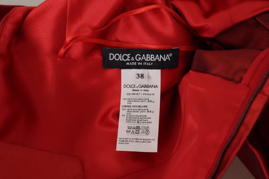 Dolce & Gabbana Rotes A-Linien-Faltenkleid aus Satin-Seide für Damen - Image 6