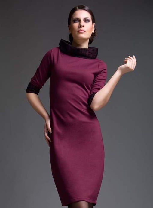 Fitted Lace Detail Punto di Roma Dress
