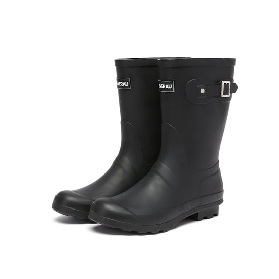 EVER AU Women Penguin Mid-Calf Gumboots - Black