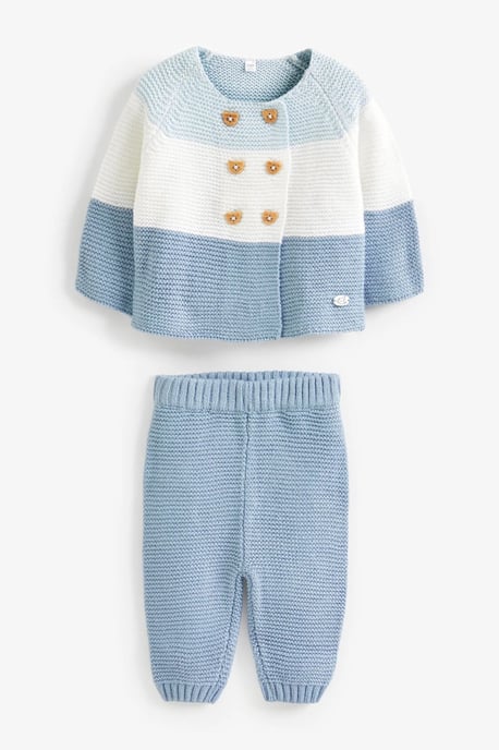 Blue Cardigan, Trouser, Hat and Mittens Boxed Gift Set