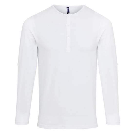 Premier Mens Long John Roll Sleeve Tee (Weiß) - Image 1