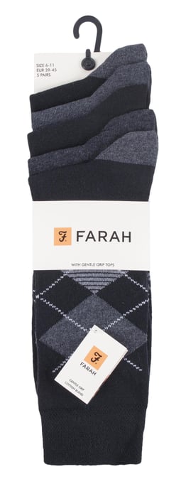 Farah - 5er-Pack Herren dünne atmungsaktive klassische Argyle gemusterte weiche Top Baumwolle Kleid Socken - FCS270BLKCHA (Argyle) - Image 2
