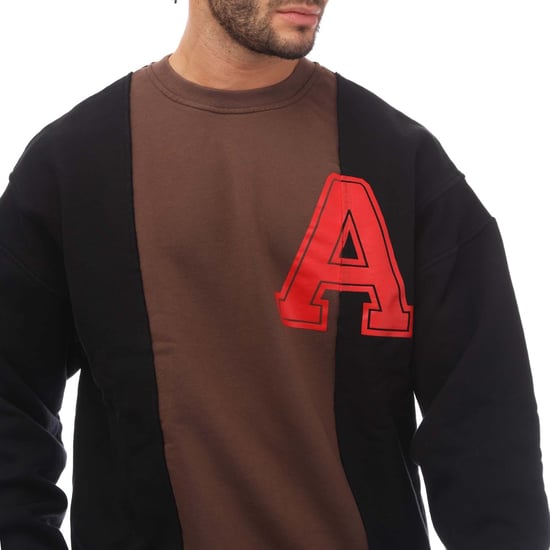 VARSITY Sweatshirt mit Rundhalsausschnitt aus Fleece-Baumwolle in Braun, Schwarz - Image 3