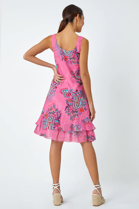 Paisley Print Cotton Layered Dress