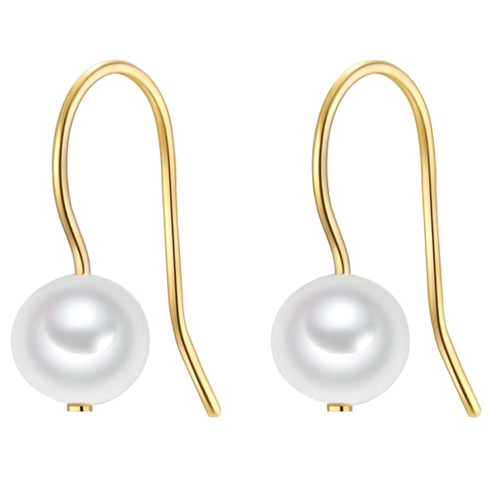 Drop earring sterling silver yellow gold freshwater cultured pearl white Valero Pearls