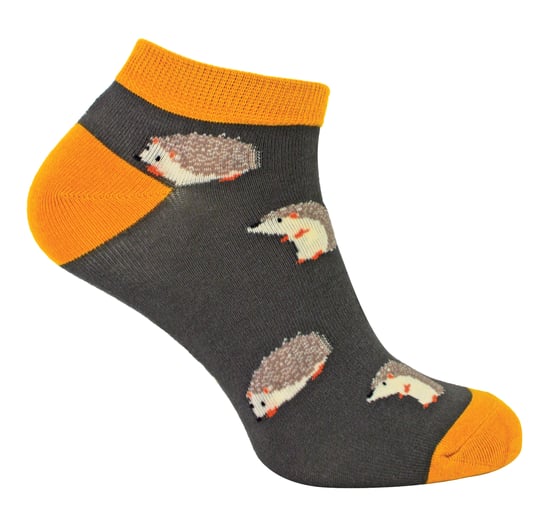 Herren Bambus-Trainersocken | Herr Heron | Tier Thema atmungsaktiv Low Cut Sneaker Socken - Igel (grau) - Image 1