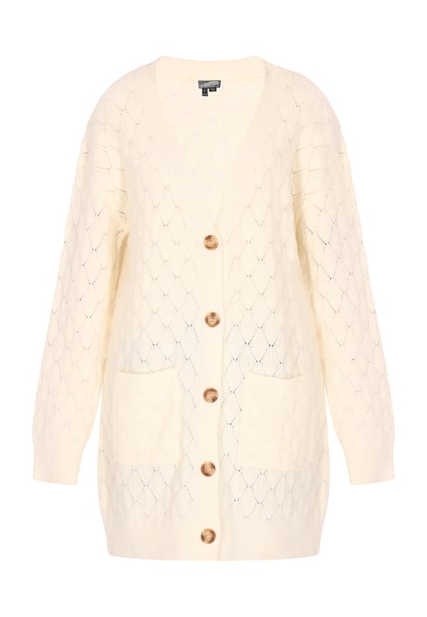 Dreimaster Cardigan Damen Wollweiss Melange - Image 1