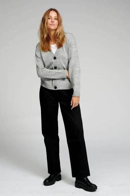 Knitted Cardigan - Light Grey Melange