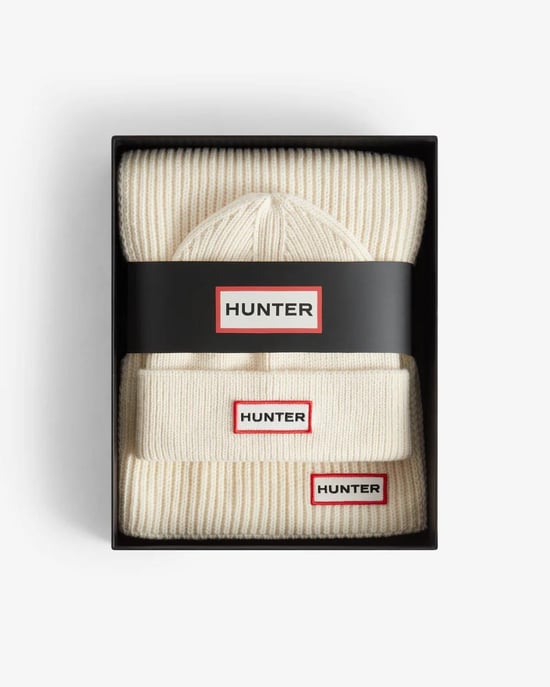 Hunter Jura Beanie Mütze/Schal Boxset Acryl Weiß - Image 3