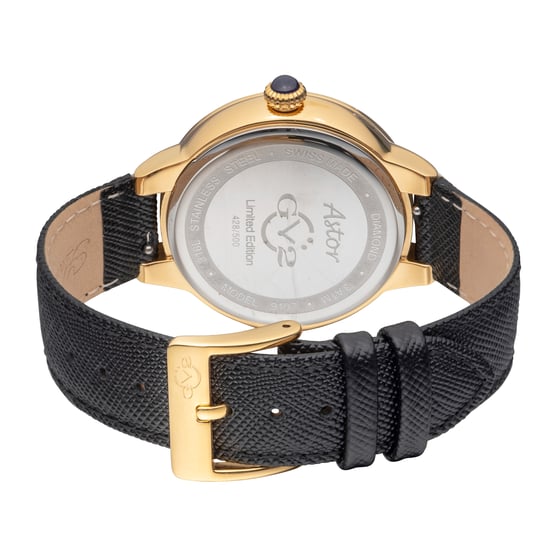 GV2 Astor Damen Schweizer Quarz Diamant Weißes Zifferblatt Kalbsleder Uhr - Image 2