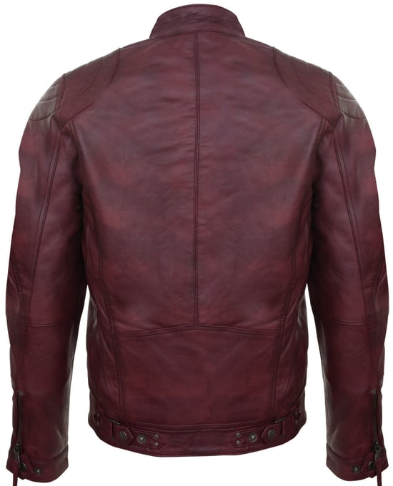 Leather biker racing jacket with zipper
