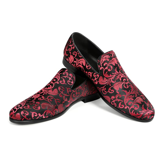 Herren Penny Loafer mit edlem Jacquard Rot - Image 1