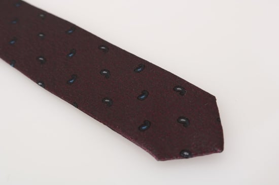 Dolce & Gabbana Cravate mince bordeaux 100% soie à motifs pour hommes - Image 4