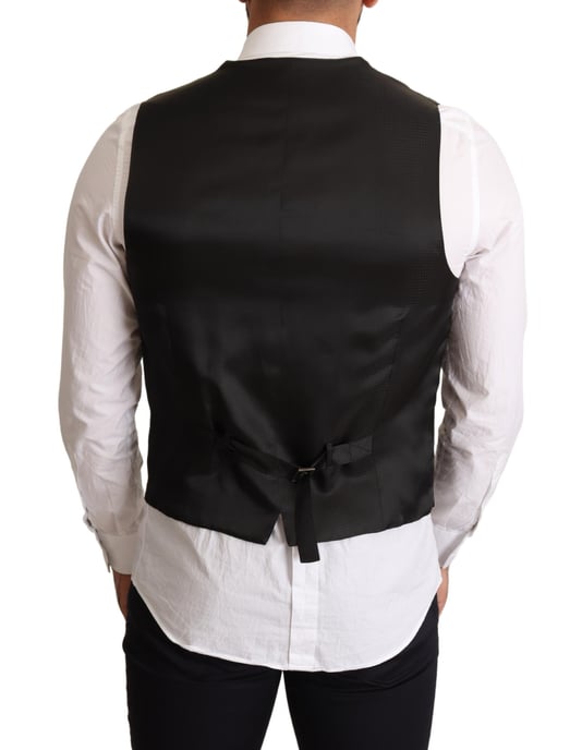 Dolce & Gabbana Herren Schwarz Wolle Formelle Weste Kleid - Image 3
